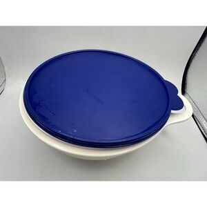 Tupperware Thatsa Bowl 12 Cup Mix & Store 2677 White Bowl w/ Blue Lid